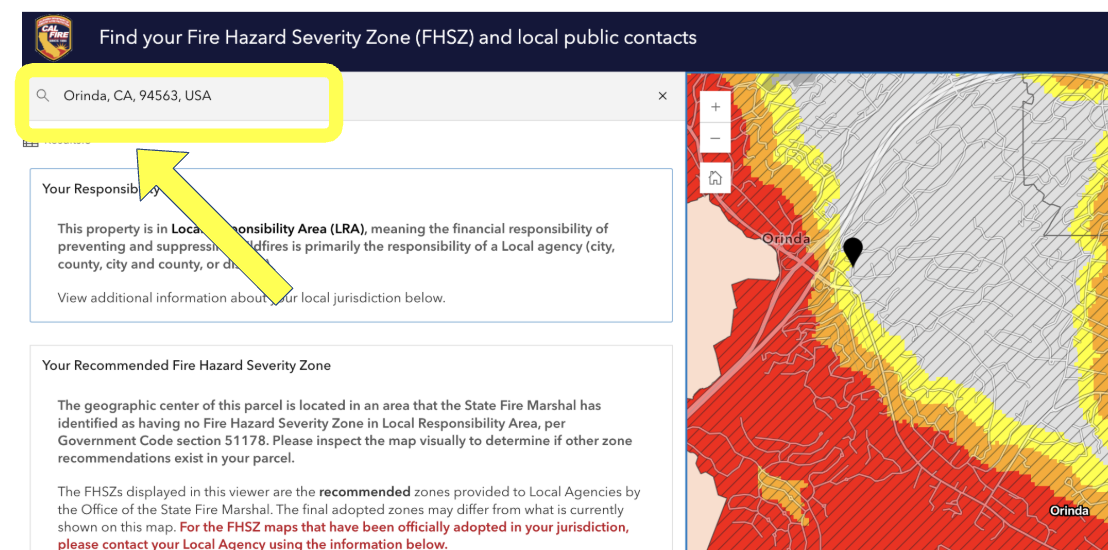 CalFire Fire Hazard Severity Zone map link