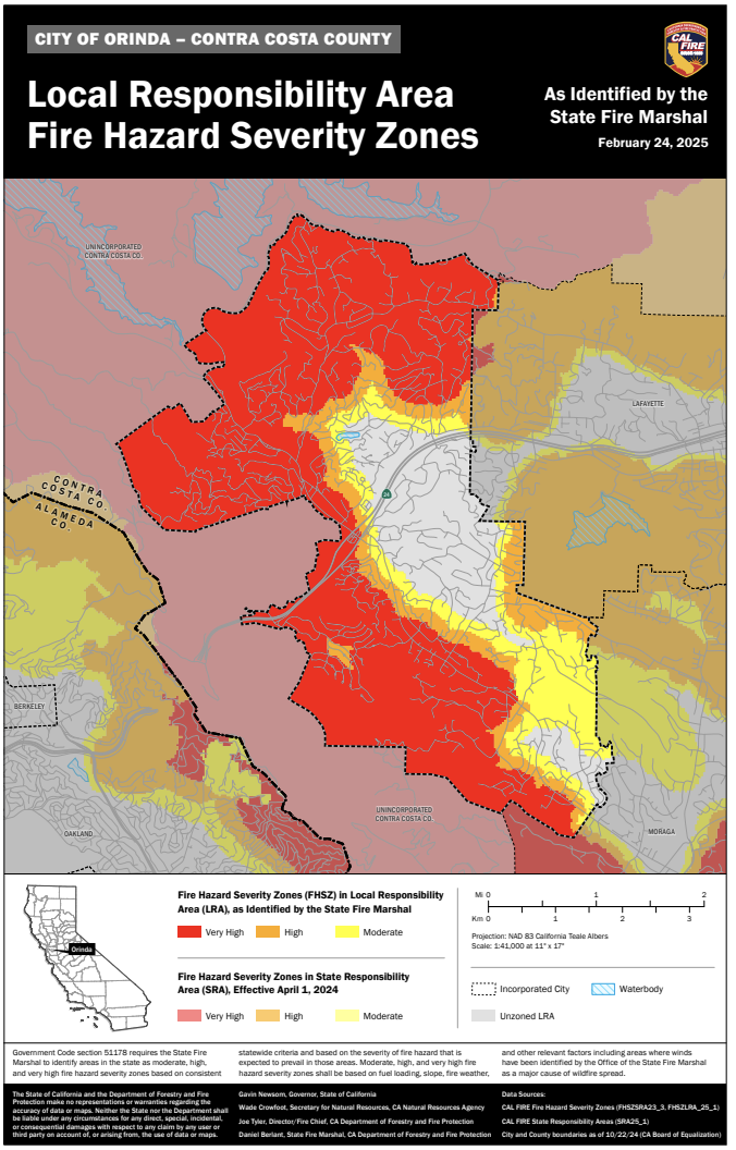 MOFD Map of Fire Hazard Severity Zone for Orinda and Moraga