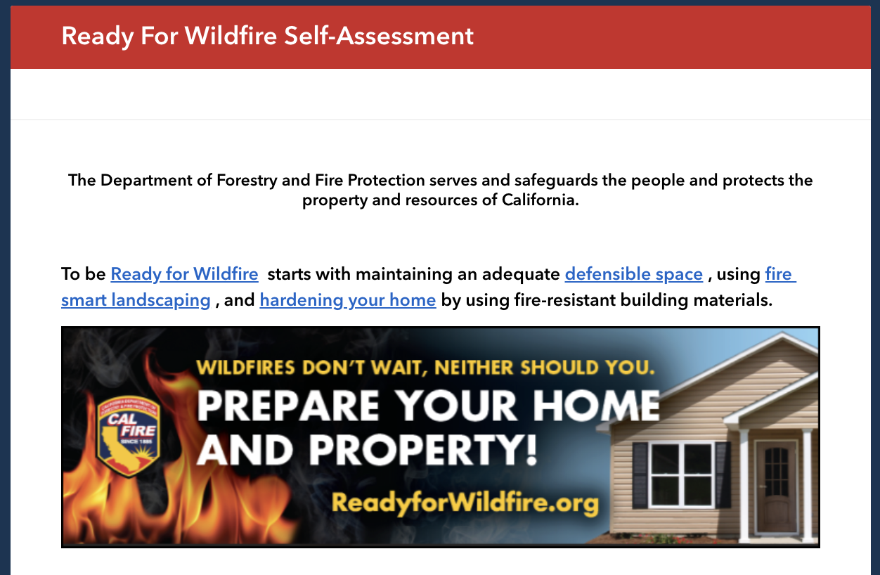 CAL FIRE Home Hardening Self-Assessment
